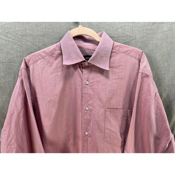 Hugo Boss Button Up Shirt Adult XL 16 1/2 34/35 Pink Long Sleeve‎ Casual Mens. - Picture 2 of 9